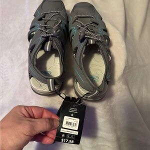 Women's Gray and Blue Sandals